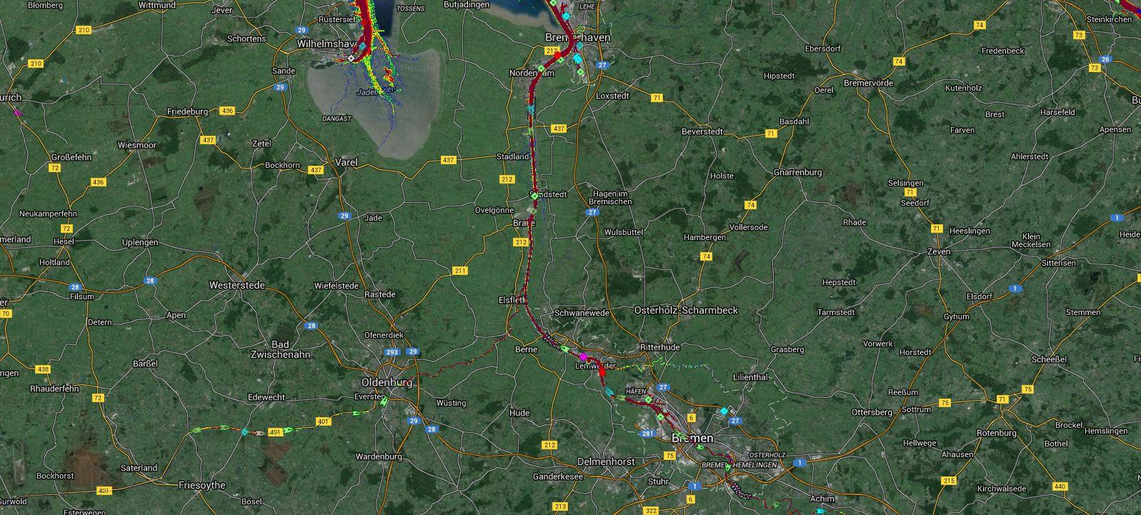 Live Marine Traffic, Density Map and Current Position of ships in WESER RIVER